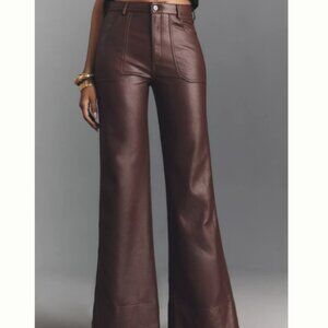 Brown Smooth Faux Leather Pants